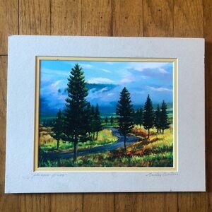 Double Matted Print Palawai Pines by Mike Carroll Pencil Signed on Matting